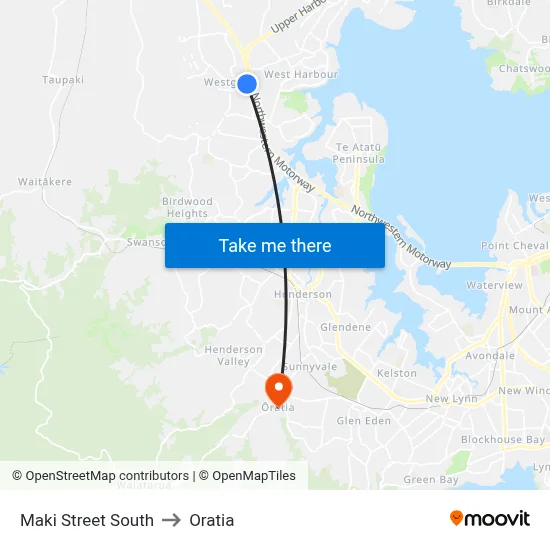 Maki Street South to Oratia map