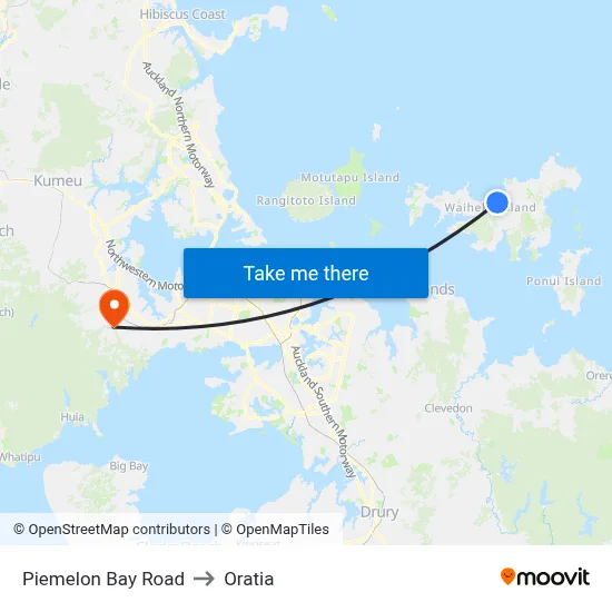 Piemelon Bay Road to Oratia map