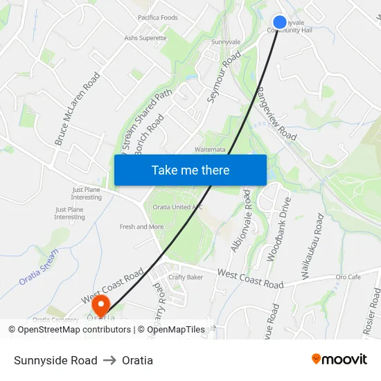 Sunnyside Road to Oratia map