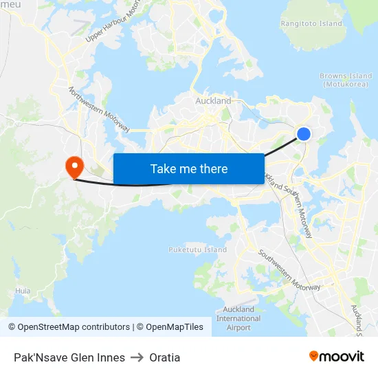 Pak'Nsave Glen Innes to Oratia map