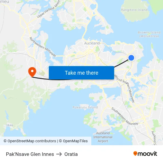Pak'Nsave Glen Innes to Oratia map