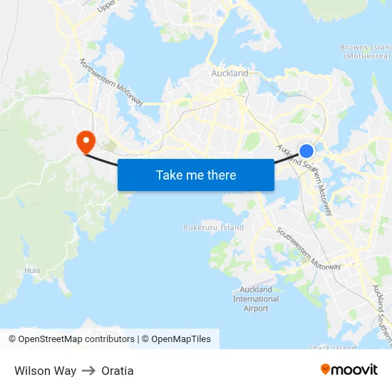 Wilson Way to Oratia map