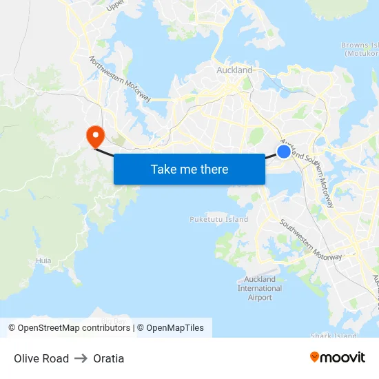 Olive Road to Oratia map