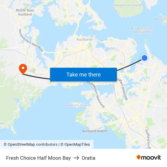 Fresh Choice Half Moon Bay to Oratia map