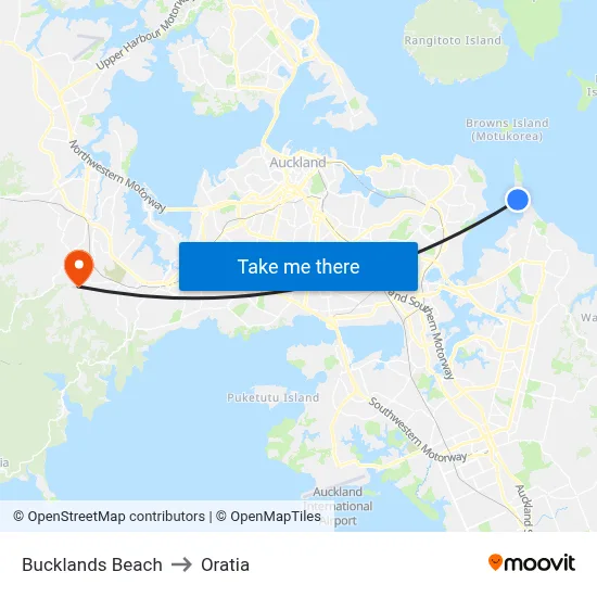 Bucklands Beach to Oratia map