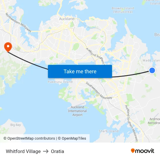 Whitford Village to Oratia map