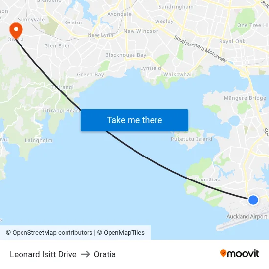 Leonard Isitt Drive to Oratia map