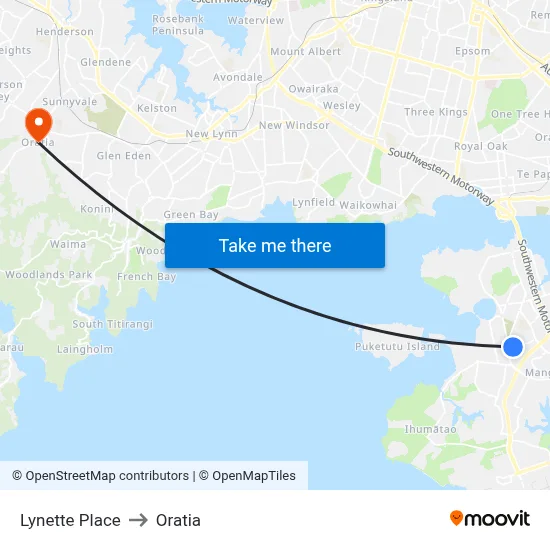 Lynette Place to Oratia map