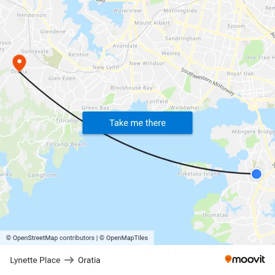 Lynette Place to Oratia map