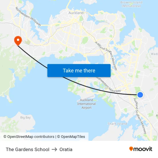 The Gardens School to Oratia map