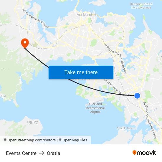 Events Centre to Oratia map