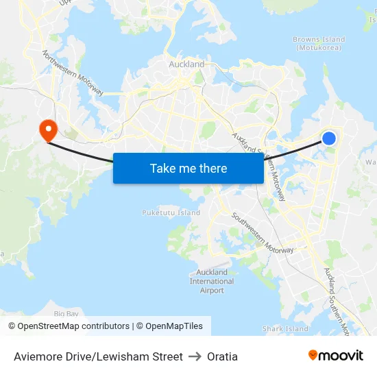Aviemore Drive/Lewisham Street to Oratia map