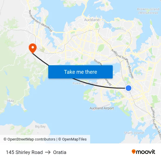 145 Shirley Road to Oratia map