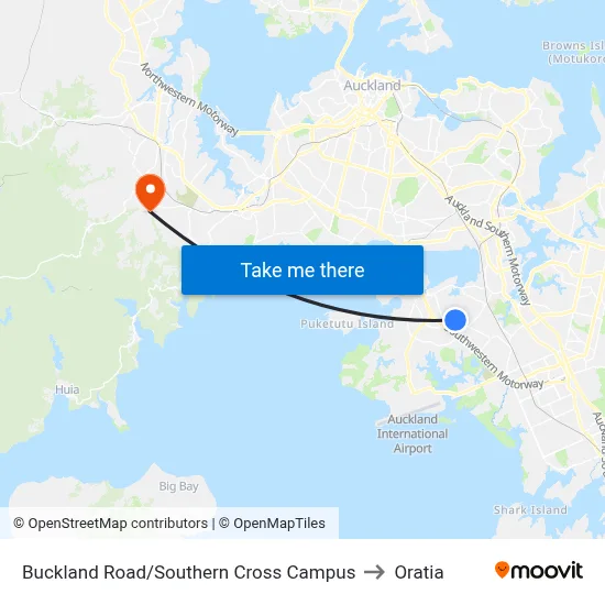 Buckland Road/Southern Cross Campus to Oratia map