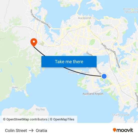 Colin Street to Oratia map