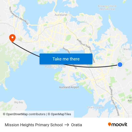 Mission Heights Primary School to Oratia map