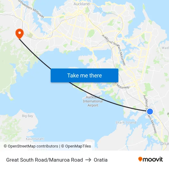 Great South Road/Manuroa Road to Oratia map