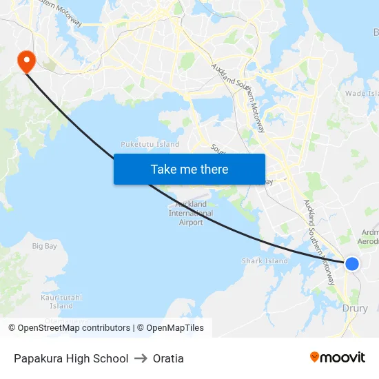 Papakura High School to Oratia map