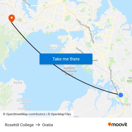 Rosehill College to Oratia map