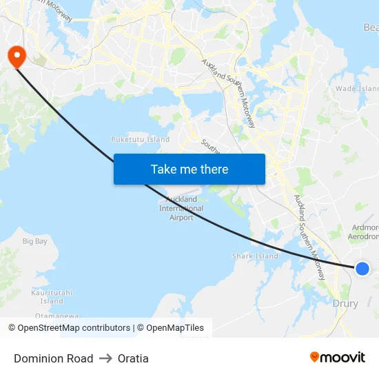 Dominion Road to Oratia map
