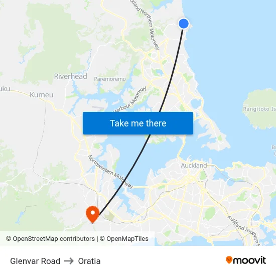 Glenvar Road to Oratia map