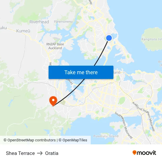 Shea Terrace to Oratia map