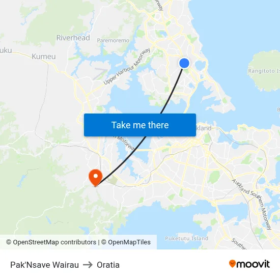 Pak'Nsave Wairau to Oratia map