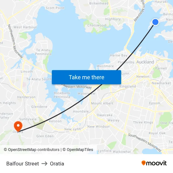 Balfour Street to Oratia map