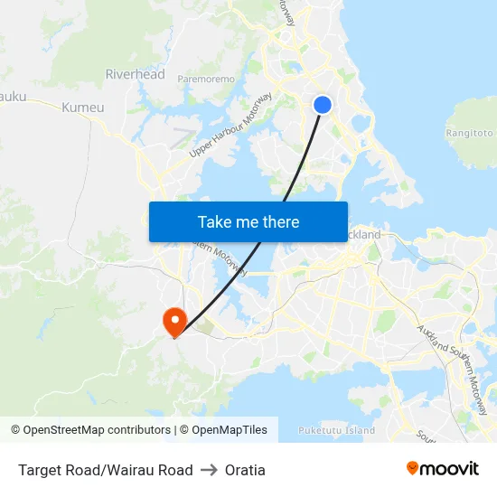 Target Road/Wairau Road to Oratia map