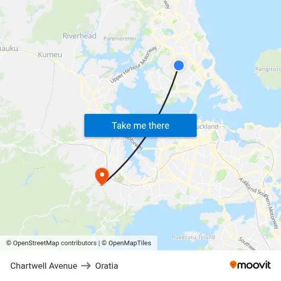 Chartwell Avenue to Oratia map