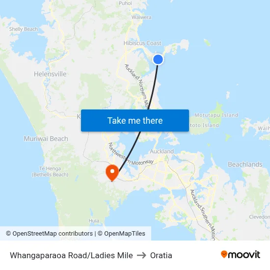 Whangaparaoa Road/Ladies Mile to Oratia map