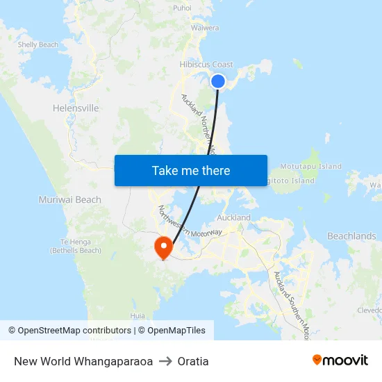 New World Whangaparaoa to Oratia map