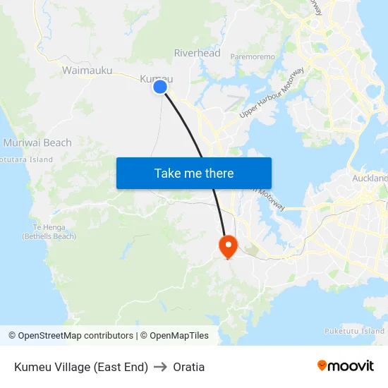 Kumeu Village (East End) to Oratia map