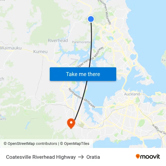 Coatesville Riverhead Highway to Oratia map
