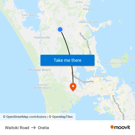 Waitoki Road to Oratia map