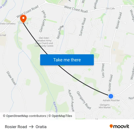 Rosier Road to Oratia map