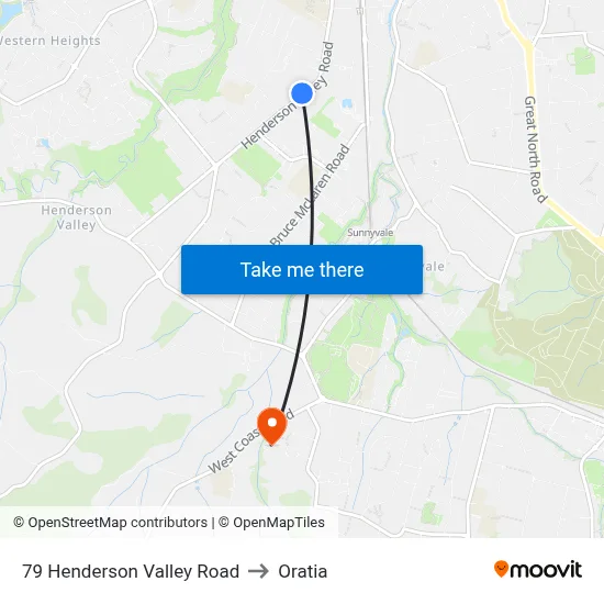 79 Henderson Valley Road to Oratia map
