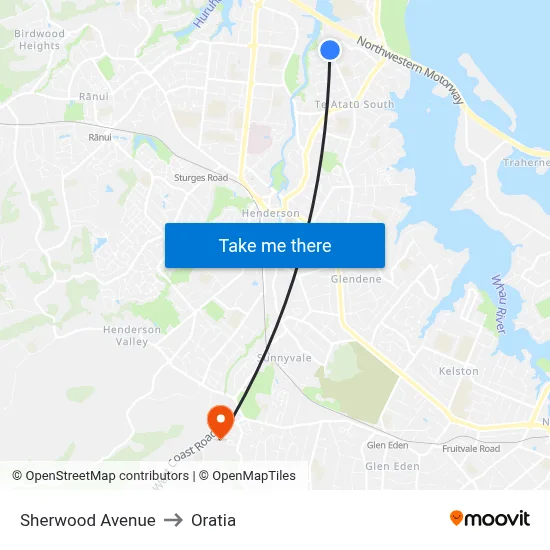 Sherwood Avenue to Oratia map