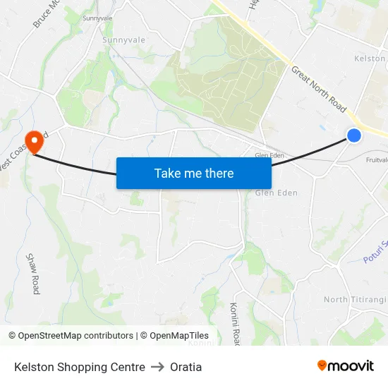 Kelston Shopping Centre to Oratia map