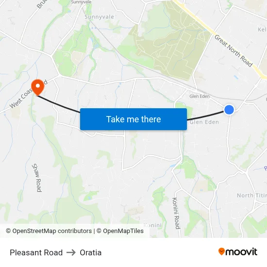 Pleasant Road to Oratia map