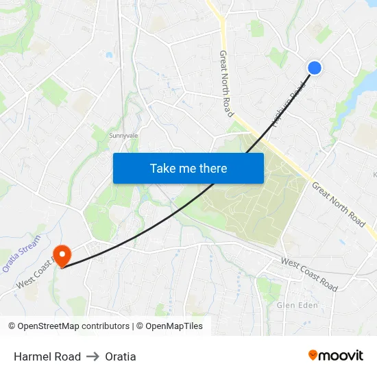 Harmel Road to Oratia map