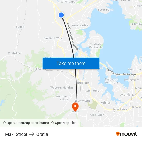 Maki Street to Oratia map