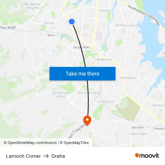 Larnoch Corner to Oratia map