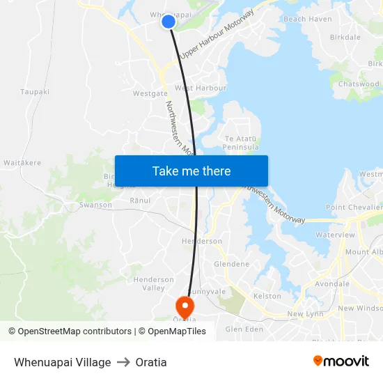 Whenuapai Village to Oratia map