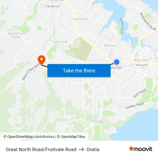 Great North Road/Fruitvale Road to Oratia map