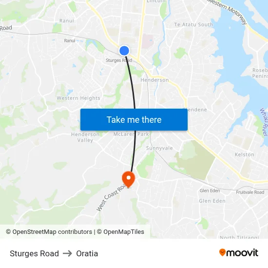 Sturges Road to Oratia map