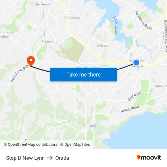 Stop D New Lynn to Oratia map