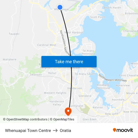 Whenuapai Town Centre to Oratia map