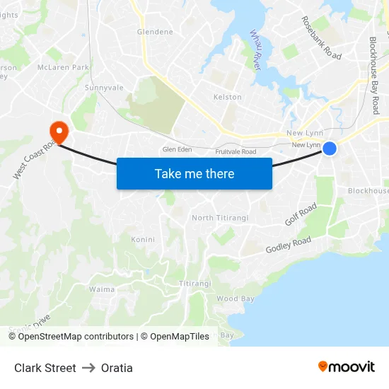 Clark Street to Oratia map