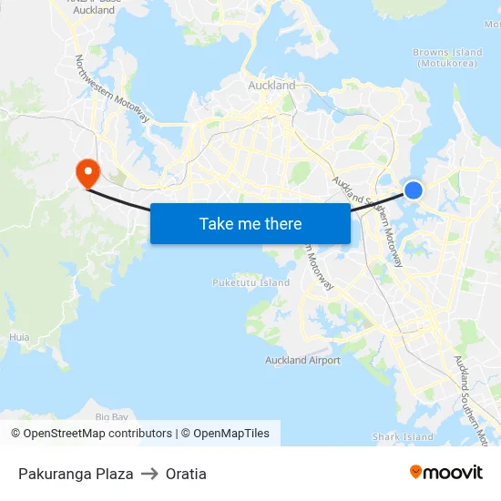 Pakuranga Plaza to Oratia map